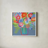 Abstracted Florals by Farida Zaman. Shown in a crisp white glass frame for a clean and minimalist style. Available as an archival giclee rolled canvas, fine art paper, or poster print. SKU 96313a.