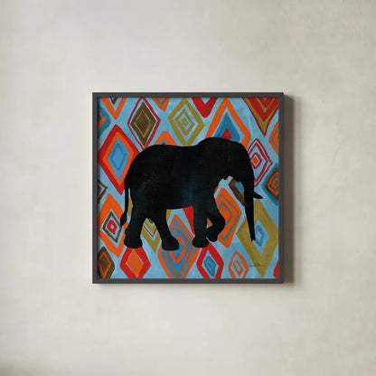 African Animal I by Farida Zaman. Shown in a sleek black glass frame for a contemporary gallery look. Available as an archival giclee rolled canvas, fine art paper, or poster print. SKU 42837a.