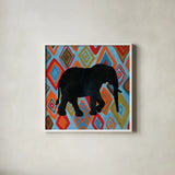 African Animal I by Farida Zaman. Shown in a crisp white glass frame for a clean and minimalist style. Available as an archival giclee rolled canvas, fine art paper, or poster print. SKU 42837a.