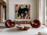 African Animal I Jewel by Farida Zaman. Shown as extra-large giant wall art in a modern living room. Available as an archival giclee rolled canvas, fine art paper, or poster print. SKU 53984a.