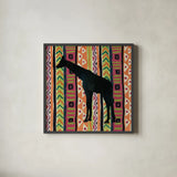 African Animal III Jewel by Farida Zaman. Shown in a sleek black glass frame for a contemporary gallery look. Available as an archival giclee rolled canvas, fine art paper, or poster print. SKU 53985a.