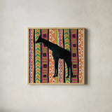 African Animal III Jewel by Farida Zaman. Shown in a natural wood glass frame for a timeless modern aesthetic. Available as an archival giclee rolled canvas, fine art paper, or poster print. SKU 53985a.