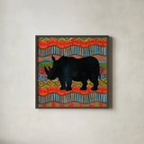 African Animal IV  by Farida Zaman. Shown in a sleek black glass frame for a contemporary gallery look. Available as an archival giclee rolled canvas, fine art paper, or poster print. SKU 42840a.