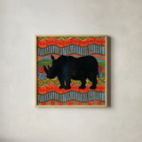 African Animal IV  by Farida Zaman. Shown in a natural wood glass frame for a timeless modern aesthetic. Available as an archival giclee rolled canvas, fine art paper, or poster print. SKU 42840a.