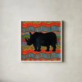African Animal IV  by Farida Zaman. Shown in a crisp white glass frame for a clean and minimalist style. Available as an archival giclee rolled canvas, fine art paper, or poster print. SKU 42840a.