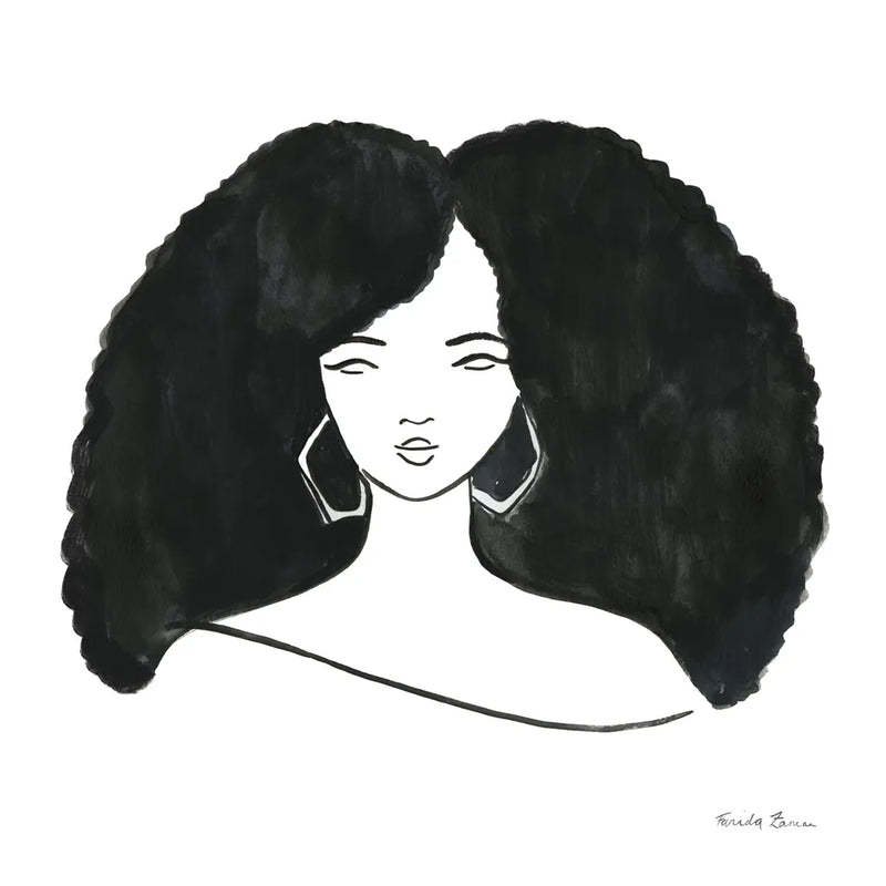 Afro Girl II by Farida Zaman. SKU 68004a. Archival Giclee Fine art print for wall decor.