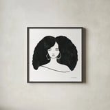 Afro Girl II by Farida Zaman. Shown in a sleek black glass frame for a contemporary gallery look. Available as an archival giclee rolled canvas, fine art paper, or poster print. SKU 68004a.