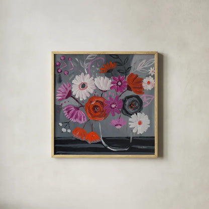 After Hours by Farida Zaman. Shown in a natural wood glass frame for a timeless modern aesthetic. Available as an archival giclee rolled canvas, fine art paper, or poster print. SKU 38708a.