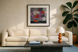 After Hours by Farida Zaman. Displayed in a glass frame with matte in a clean modern living room. Available as an archival giclee rolled canvas, fine art paper, or poster print. SKU 38708a.