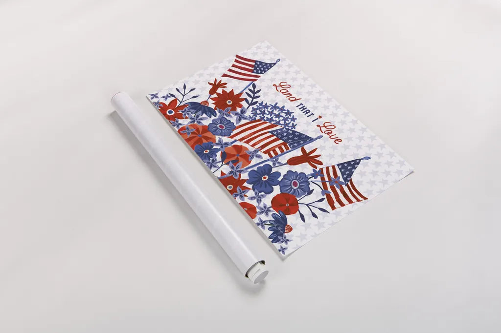 America the Beautiful I Love by Farida Zaman. shown as a rolled paper print. Available as archival giclee rolled canvas, fine art paper, or poster print. SKU 71384i.