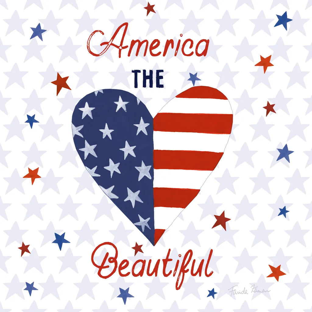 America the Beautiful II Square by Farida Zaman. SKU 55651a. Archival Giclee Fine art print for wall decor.