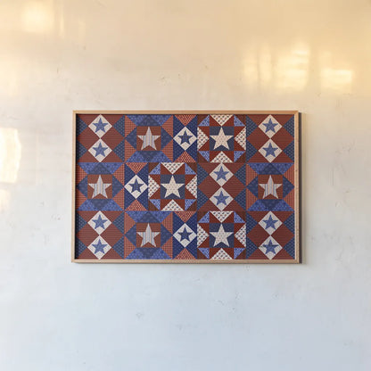 America the Beautiful VIII by Farida Zaman. shown as a paper print in a natural frame. Available as a archival giclee rolled canvas, fine art paper, or poster print. SKU 47542i.