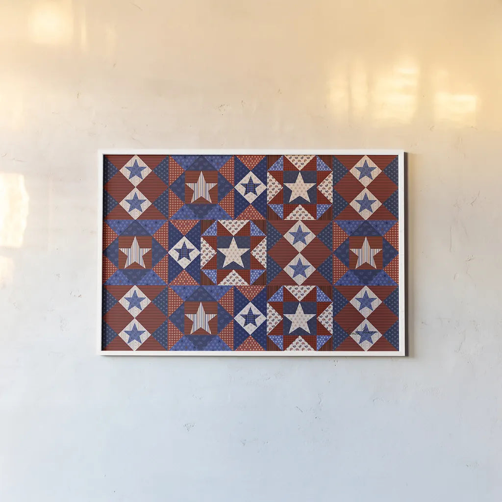 America the Beautiful VIII by Farida Zaman. shown as a paper print in a white frame. Available as a archival giclee rolled canvas, fine art paper, or poster print. SKU 47542i.