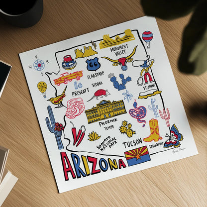 Arizona by Farida Zaman. Shown as a detailed flat fine art print, highlighting archival giclee quality. Available as an archival giclee rolled canvas, fine art paper, or poster print. SKU 68459a.