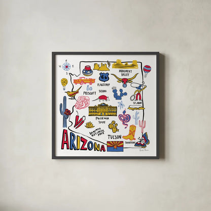 Arizona by Farida Zaman. Shown in a sleek black glass frame for a contemporary gallery look. Available as an archival giclee rolled canvas, fine art paper, or poster print. SKU 68459a.