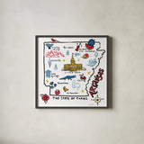 Arkansas by Farida Zaman. Shown in a sleek black glass frame for a contemporary gallery look. Available as an archival giclee rolled canvas, fine art paper, or poster print. SKU 87821a.