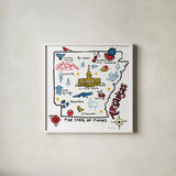 Arkansas by Farida Zaman. Shown in a crisp white glass frame for a clean and minimalist style. Available as an archival giclee rolled canvas, fine art paper, or poster print. SKU 87821a.