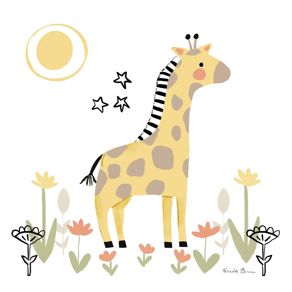 Baby Giraffe by Farida Zaman. SKU 90254a. Archival Giclee Fine art print for wall decor.