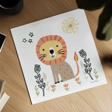 Baby Lion by Farida Zaman. Shown as a detailed flat fine art print, highlighting archival giclee quality. Available as an archival giclee rolled canvas, fine art paper, or poster print. SKU 90256a.