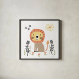Baby Lion by Farida Zaman. Shown in a sleek black glass frame for a contemporary gallery look. Available as an archival giclee rolled canvas, fine art paper, or poster print. SKU 90256a.