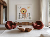 Baby Lion by Farida Zaman. Shown as extra-large giant wall art in a modern living room. Available as an archival giclee rolled canvas, fine art paper, or poster print. SKU 90256a.
