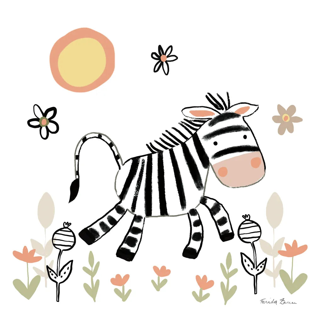 Baby Zebra by Farida Zaman. SKU 90255a. Archival Giclee Fine art print for wall decor.