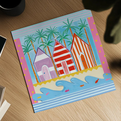 Beach Living II by Farida Zaman. Shown as a detailed flat fine art print, highlighting archival giclee quality. Available as an archival giclee rolled canvas, fine art paper, or poster print. SKU 33259a.