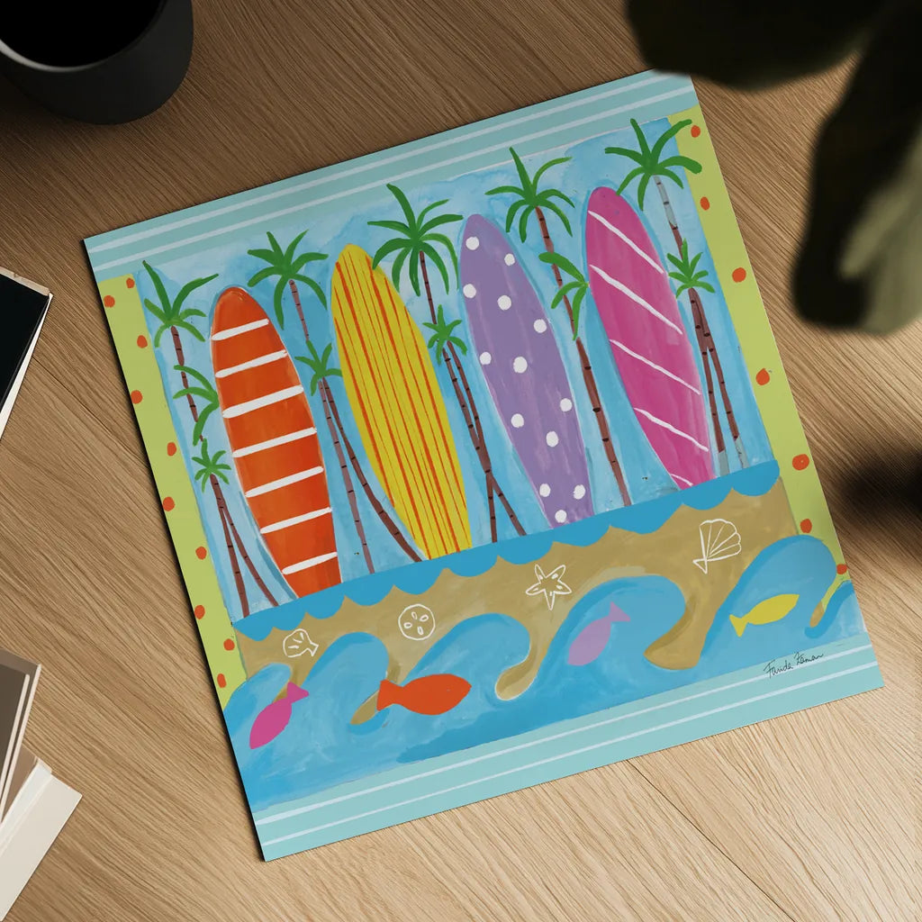 Beach Living V by Farida Zaman. Shown as a detailed flat fine art print, highlighting archival giclee quality. Available as an archival giclee rolled canvas, fine art paper, or poster print. SKU 73130a.