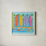 Beach Living V by Farida Zaman. Shown in a crisp white glass frame for a clean and minimalist style. Available as an archival giclee rolled canvas, fine art paper, or poster print. SKU 73130a.