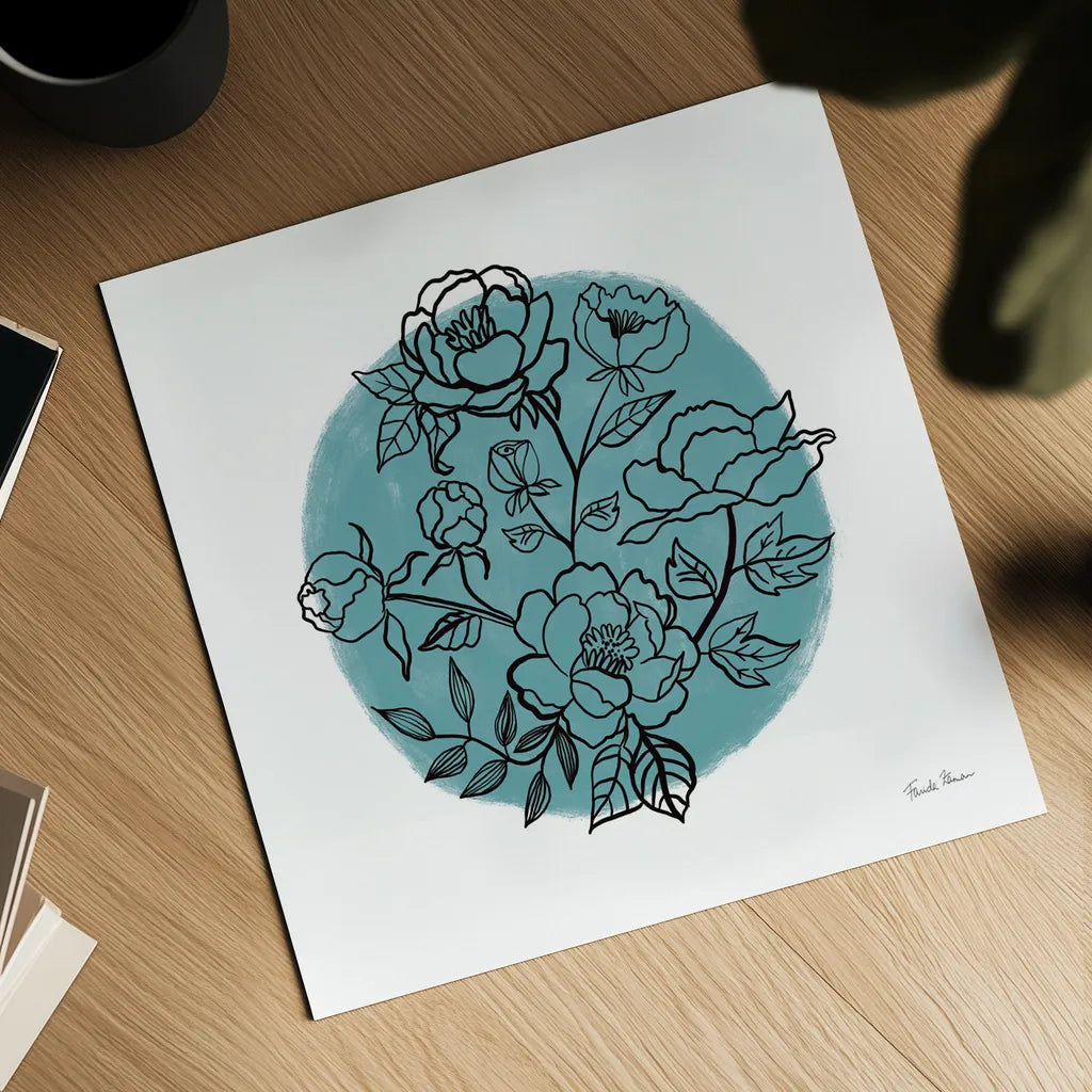 Black and White Botanical I by Farida Zaman. Shown as a detailed flat fine art print, highlighting archival giclee quality. Available as an archival giclee rolled canvas, fine art paper, or poster print. SKU 61601a.