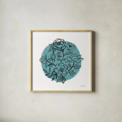Black and White Botanical I by Farida Zaman. Shown in a natural wood glass frame for a timeless modern aesthetic. Available as an archival giclee rolled canvas, fine art paper, or poster print. SKU 61601a.
