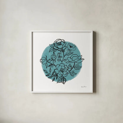 Black and White Botanical I by Farida Zaman. Shown in a crisp white glass frame for a clean and minimalist style. Available as an archival giclee rolled canvas, fine art paper, or poster print. SKU 61601a.