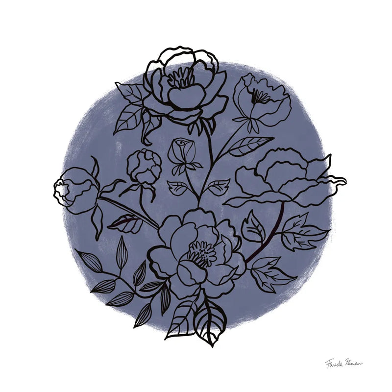 Black and White Botanical I Navy by Farida Zaman. SKU 65149a. Archival Giclee Fine art print for wall decor.