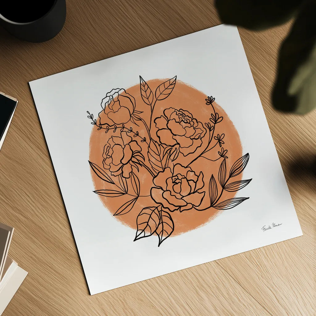 Black and White Botanical II by Farida Zaman. Shown as a detailed flat fine art print, highlighting archival giclee quality. Available as an archival giclee rolled canvas, fine art paper, or poster print. SKU 61602a.