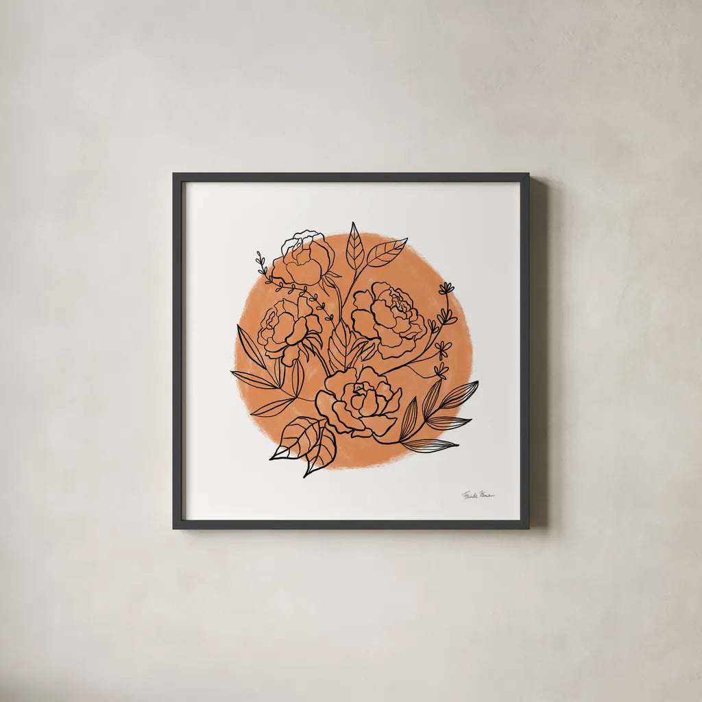 Black and White Botanical II by Farida Zaman. Shown in a sleek black glass frame for a contemporary gallery look. Available as an archival giclee rolled canvas, fine art paper, or poster print. SKU 61602a.