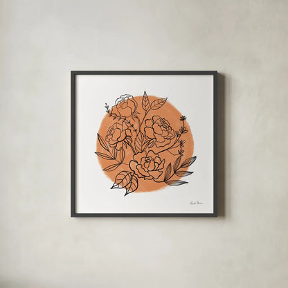 Black and White Botanical II by Farida Zaman. Shown in a sleek black glass frame for a contemporary gallery look. Available as an archival giclee rolled canvas, fine art paper, or poster print. SKU 61602a.