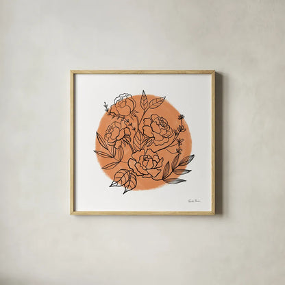 Black and White Botanical II by Farida Zaman. Shown in a natural wood glass frame for a timeless modern aesthetic. Available as an archival giclee rolled canvas, fine art paper, or poster print. SKU 61602a.