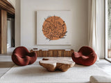 Black and White Botanical II by Farida Zaman. Shown as extra-large giant wall art in a modern living room. Available as an archival giclee rolled canvas, fine art paper, or poster print. SKU 61602a.