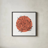 Black and White Botanical II Fiesta by Farida Zaman. Shown in a sleek black glass frame for a contemporary gallery look. Available as an archival giclee rolled canvas, fine art paper, or poster print. SKU 65150a.