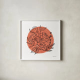 Black and White Botanical II Fiesta by Farida Zaman. Shown in a crisp white glass frame for a clean and minimalist style. Available as an archival giclee rolled canvas, fine art paper, or poster print. SKU 65150a.