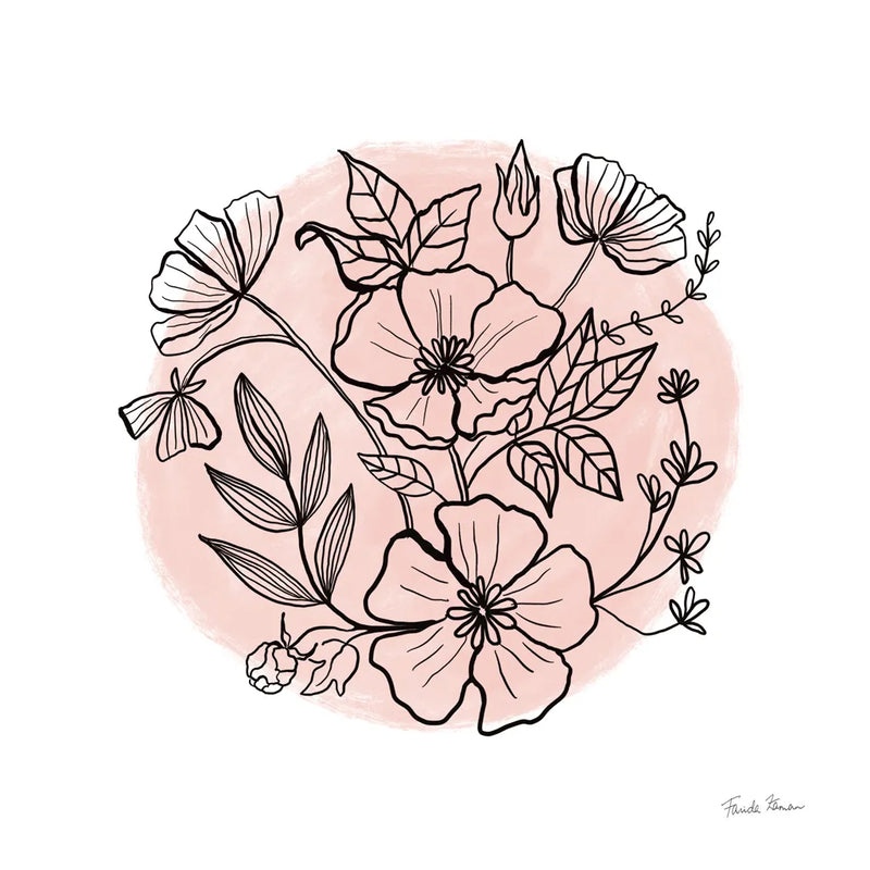 Black and White Botanical III Rose by Farida Zaman. SKU 65151a. Archival Giclee Fine art print for wall decor.
