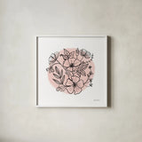 Black and White Botanical III Rose by Farida Zaman. Shown in a crisp white glass frame for a clean and minimalist style. Available as an archival giclee rolled canvas, fine art paper, or poster print. SKU 65151a.