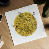 Black and White Botanical IV by Farida Zaman. Shown as a detailed flat fine art print, highlighting archival giclee quality. Available as an archival giclee rolled canvas, fine art paper, or poster print. SKU 61604a.
