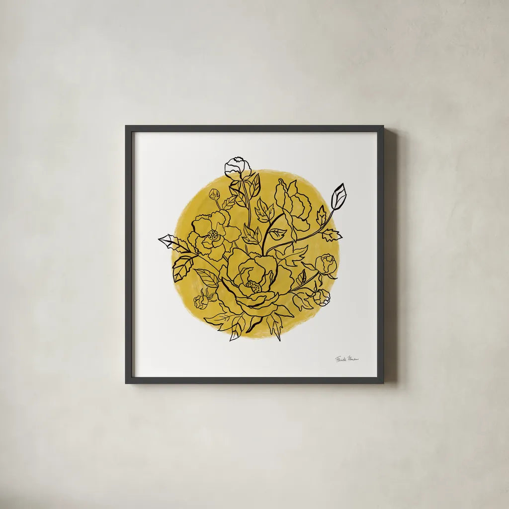 Black and White Botanical IV by Farida Zaman. Shown in a sleek black glass frame for a contemporary gallery look. Available as an archival giclee rolled canvas, fine art paper, or poster print. SKU 61604a.