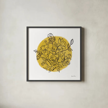 Black and White Botanical IV by Farida Zaman. Shown in a sleek black glass frame for a contemporary gallery look. Available as an archival giclee rolled canvas, fine art paper, or poster print. SKU 61604a.