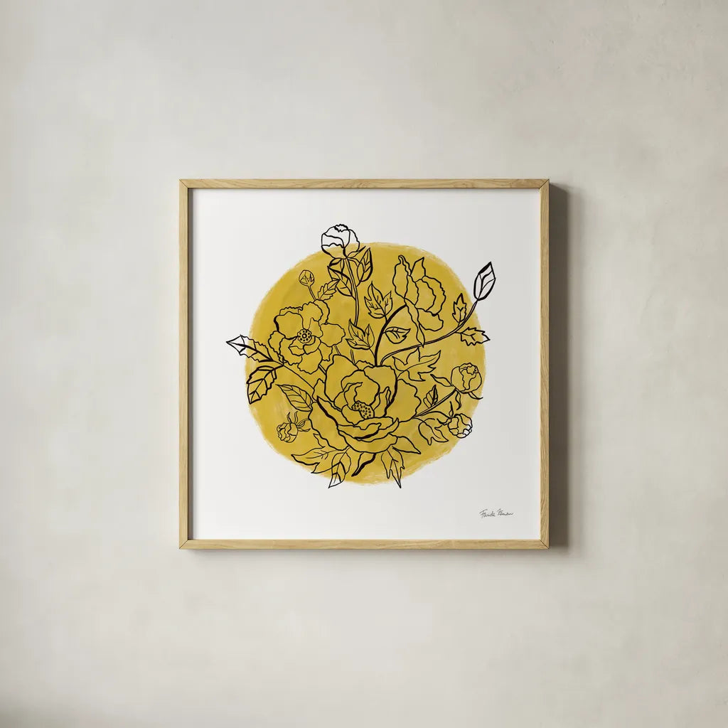 Black and White Botanical IV by Farida Zaman. Shown in a natural wood glass frame for a timeless modern aesthetic. Available as an archival giclee rolled canvas, fine art paper, or poster print. SKU 61604a.