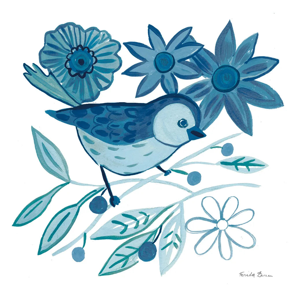 Blue Bird III by Farida Zaman. SKU 79040a. Archival Giclee Fine art print for wall decor.