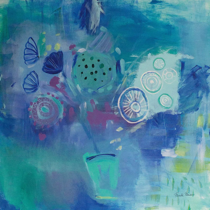Blue Bouquet by Farida Zaman. SKU 38705a. Archival Giclee Fine art print for wall decor.