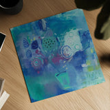 Blue Bouquet by Farida Zaman. Shown as a detailed flat fine art print, highlighting archival giclee quality. Available as an archival giclee rolled canvas, fine art paper, or poster print. SKU 38705a.
