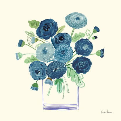 Blue Mums by Farida Zaman. SKU 79041a. Archival Giclee Fine art print for wall decor.